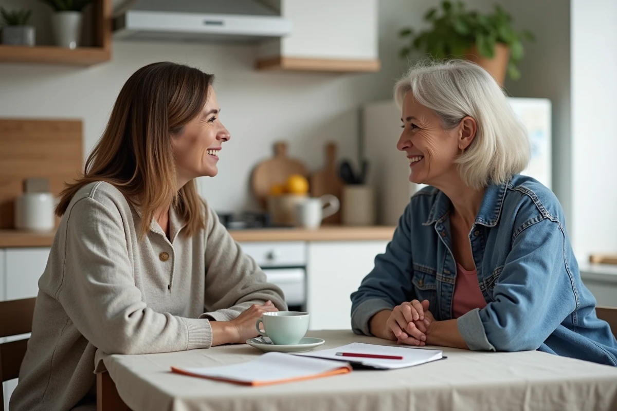 Deux femmes discutent autour d